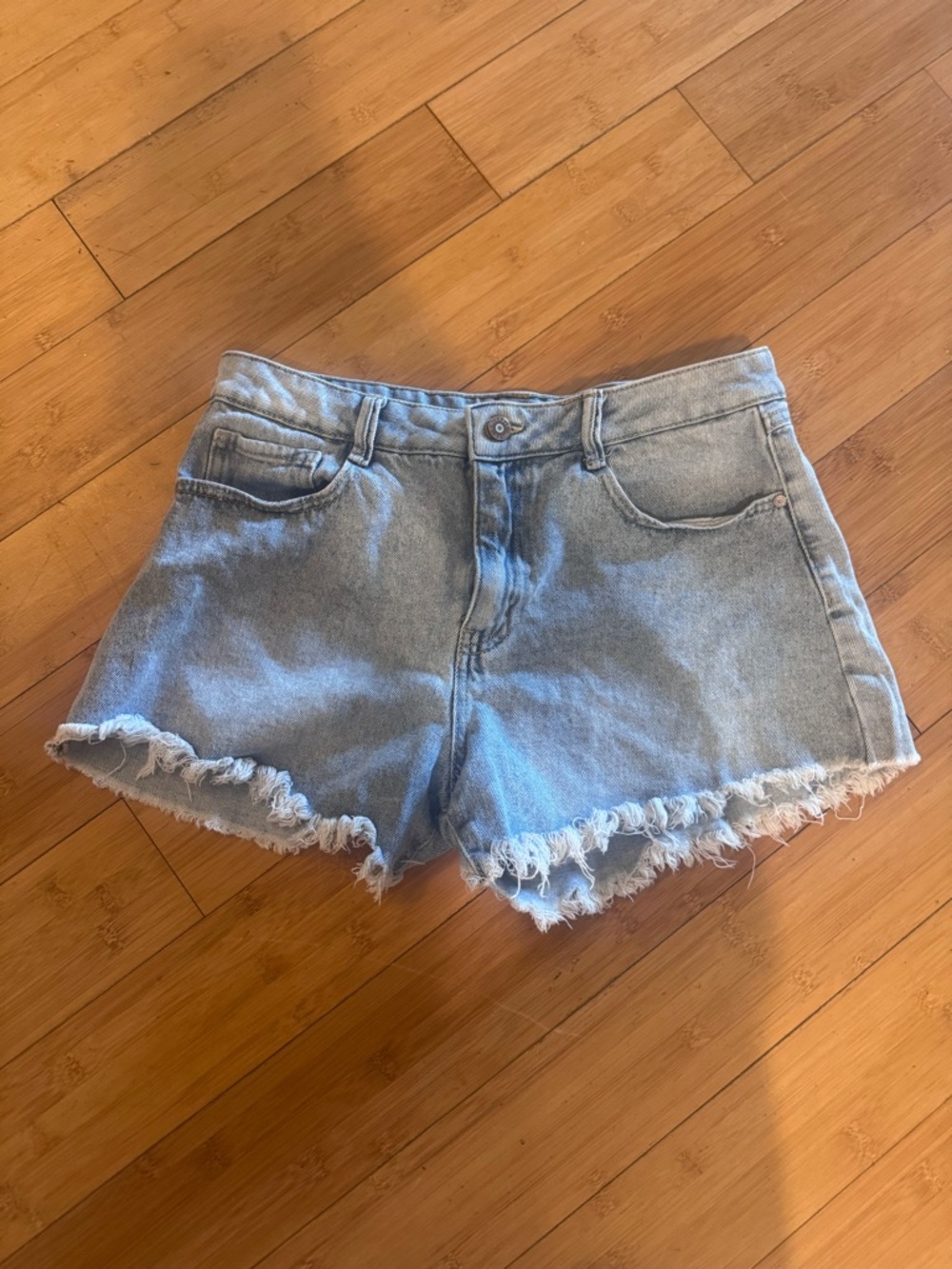 Sincerely Jules Light Blue Frayed Hem Denim Shorts